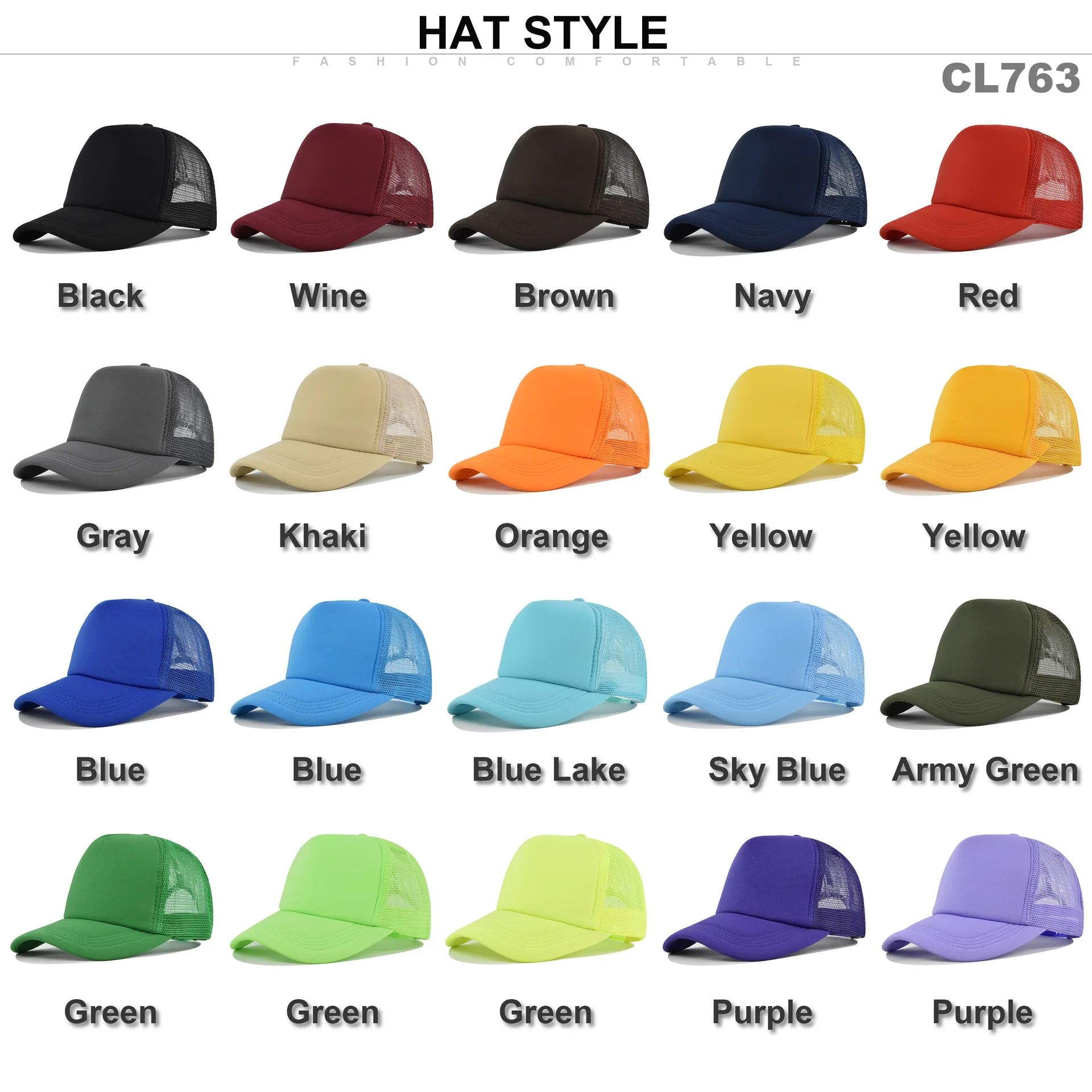 Trucker Cap Mesh - 세련된 디자인의 남녀공용 기본 야구 모자,