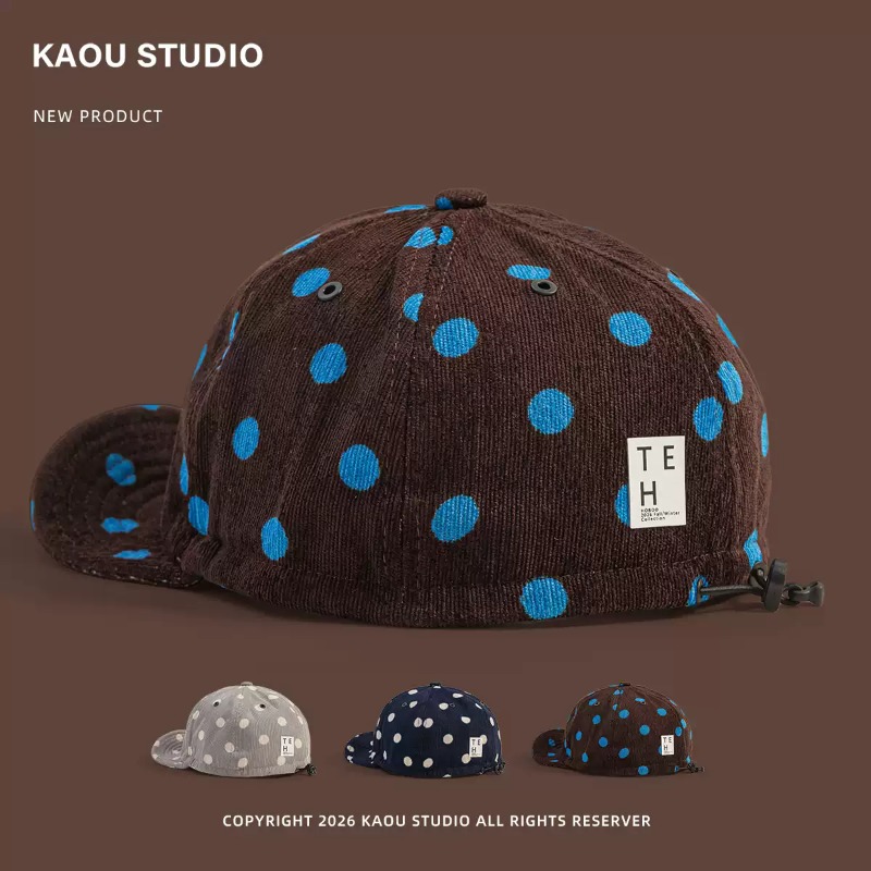 Corduroy Cap 5 Panel - 남녀공용 도트 무늬 코듀로이 소재 야구