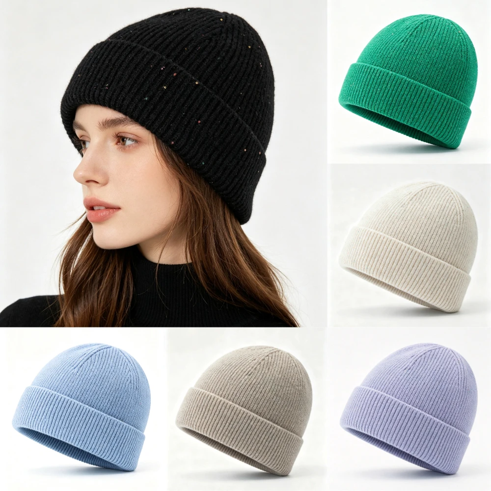 새로운 여성용 챙이 달린 골지 니트 비니, 반짝이는 장 - Beanie Cuffed Knit 리뷰 및 가격